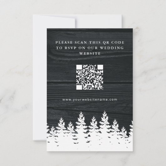 Rustic Wood Herfst Herfst Winter Wedding QR Code RSVP Kaartje (Achterkant)