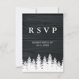 Rustic Wood Herfst Herfst Winter Wedding QR Code RSVP Kaartje