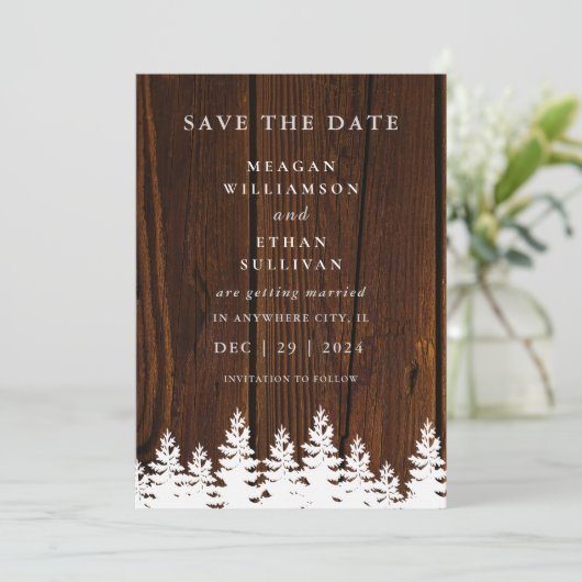 Rustic Wood Herfst Herfst Winter Wedding QR Code Save The Date (Staand voorkant)