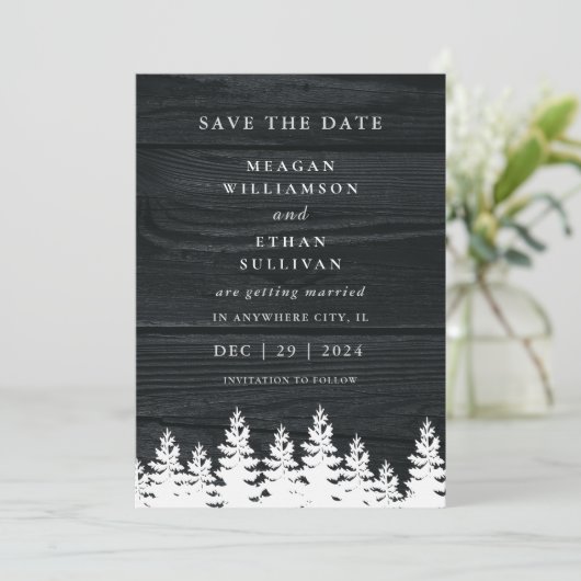 Rustic Wood Herfst Herfst Winter Wedding QR Code Save The Date (Staand voorkant)