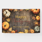 Rustic Wood Herfst Pompoen Thanksgiving Welkom Spandoek (Horizontaal)