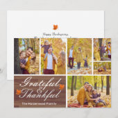 Rustic Wood Herfst Thanksgiving familie foto colla Feestdagenkaart (Voorkant / Achterkant)