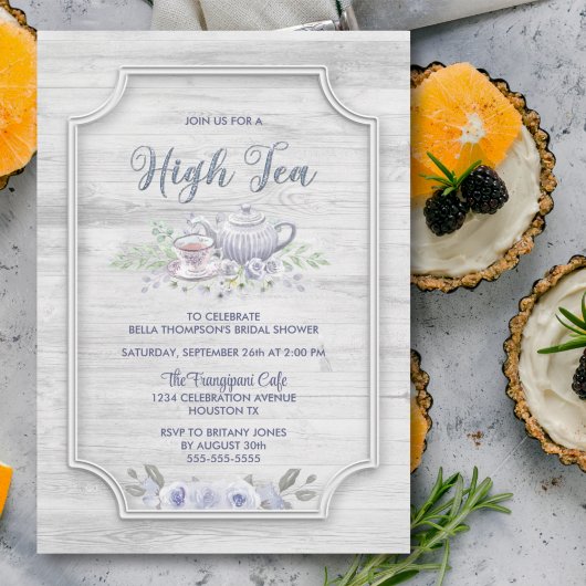 Rustic Wood High Tea Vrijgezellenfeest Kaart