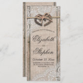 Rustic Wood Hoefijzers Burlap Wedding Programme Programmakaart (Voorkant / Achterkant)