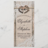 Rustic Wood Hoefijzers Burlap Wedding Programme Programmakaart (Voorkant)