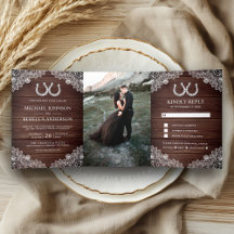 Rustic Wood Hoefijzers Lace Wedding Foto