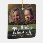 Rustic Wood Holiday - Aangepaste foto Keramisch Ornament (Rechts)