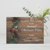 Rustic Wood Holiday Party-kaart Save The Date (Staand voorkant)
