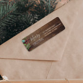 Rustic Wood Holly & Pine Kerstfeestdag Etiket
