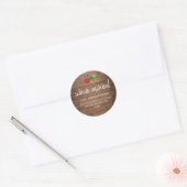 Rustic Wood Holly We’ve Moved Holiday Ronde Sticker (Envelop)
