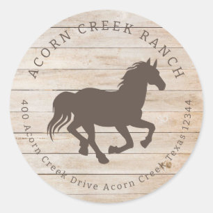 Rustic Wood Horse Equestrian Centre Ronde Sticker