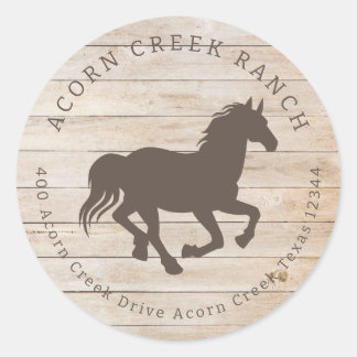 Rustic Wood Horse Equestrian Centre Ronde Sticker