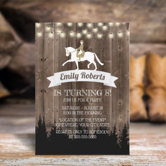 Rustic Wood Horseback Riding Horse Birthday Kaart