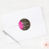 Rustic Wood Hot Pink Daisy Wedding Favor Stickers (Envelop)