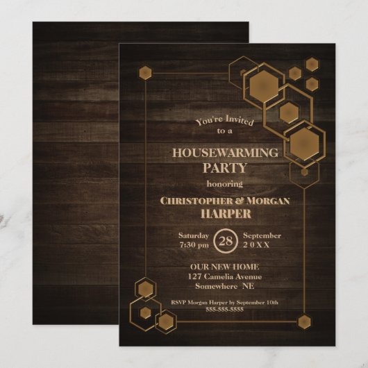 Rustic Wood Housewarming Party Kaart (Voorkant / Achterkant)