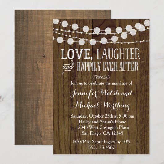 Rustic Wood Huwelijk Uitnodiging van het Huwelijks (Voorkant / Achterkant)