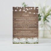 Rustic Wood Hydrangea Baby's Breath Wedding Detail Kaart (Staand voorkant)