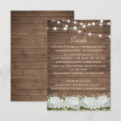 Rustic Wood Hydrangea Baby's Breath Wedding Detail Kaart (Voorkant / Achterkant)