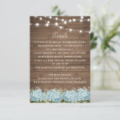 Rustic Wood Hydrangea Baby's Breath Wedding Detail Kaart (Staand voorkant)