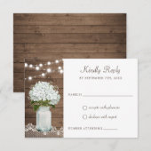 Rustic Wood Hydrangea Mason Jar Lace Baby's Kaart (Voorkant / Achterkant)