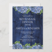 Rustic Wood Hydrangeas Wedding Rehearsal Dinner Kaart (Voorkant)