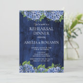 Rustic Wood Hydrangeas Wedding Rehearsal Dinner Kaart (Staand voorkant)
