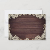 Rustic Wood Ivory Lace String Lights Wedding RSVP Kaartje (Achterkant)