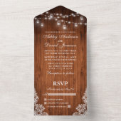Rustic Wood Jar Lights Wedding All In One Uitnodiging (Binnen)