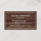 Rustic Wood Jet Vliegtuig Vliegtuigpiloot Visitekaartje (Achterkant)