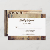 Rustic Wood jij en ik Wedding RSVP (Voorkant / Achterkant)
