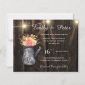 Rustic Wood Jug Oranje Waterverf Floral Wedding (Voorkant)