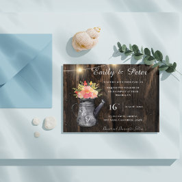 Rustic Wood Jug Oranje Waterverf Floral Wedding