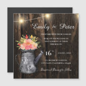 Rustic Wood Jug Oranje Waterverf Floral Wedding (Voorkant / Achterkant)