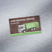 Rustic Wood Junk Removal Service Garbage Truck Magnetisch Visitekaartje (Voorbeeld)
