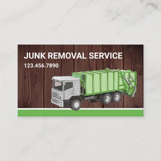 Rustic Wood Junk Removal Service Vuilniswagen Visitekaartje (Voorkant)