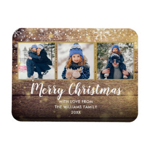 Rustic Wood Kerst 3 Foto Magneet
