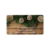 Rustic Wood kerst Greenery Pine & Pinecones Etiket (Voorkant)