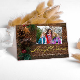 Rustic Wood kerstcadeautje Feestdagen Kaart