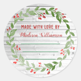 Rustic Wood kerstconserven | Homemade Jam Ronde Sticker