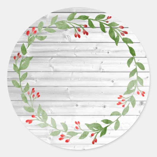 Rustic Wood kerstconserven | Jam en Jelly Ronde Sticker (Voorkant)