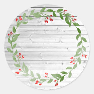 Rustic Wood kerstconserven   Jam en Jelly Ronde Sticker