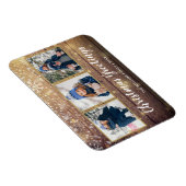 Rustic Wood kerstgereetings 3 Foto Holiday Magneet (Rechterzijde)
