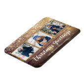 Rustic Wood kerstgereetings 3 Foto Holiday Magneet (Linkerzijde)