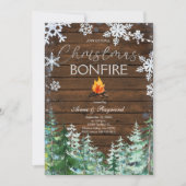 Rustic Wood Kerstmis Bonfire Uitnodiging (Voorkant)