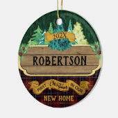 Rustic Wood Kerstmis - Nieuwe startfoto Keramisch Ornament (Links)