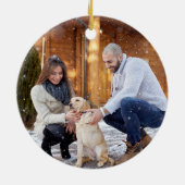 Rustic Wood Kerstmis - Nieuwe startfoto Keramisch Ornament (Achterkant)