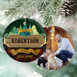 Rustic Wood Kerstmis - Nieuwe startfoto Keramisch Ornament