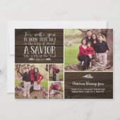 Rustic Wood Kerstmis Verse Holiday Foto Collage Feestdagenkaart (Voorkant)