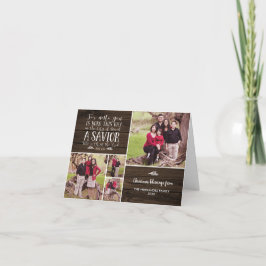 Rustic Wood Kerstmis Verse Holiday Foto Feestdagen Kaart