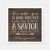 Rustic Wood Kerstmis Verse Typografie Servet (Voorkant)